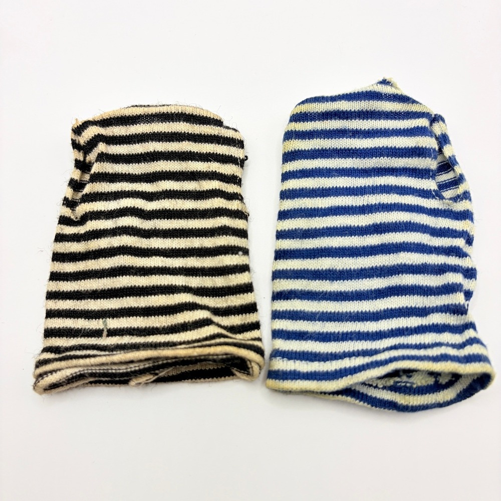 Mattel Vintage 1960s Barbie Striped Knit Tops Lot 2pc Blue Black White Mod Doll